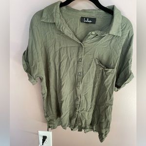SIZE M LULUs OLIVE GREEN BUTTONDOWN